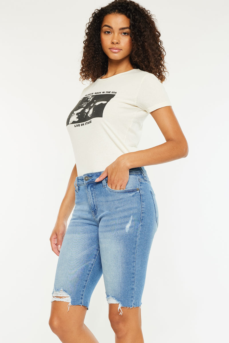 Denim Look Bermuda Shorts, light bleach - Ulla Popken Denim Look Bermuda Shorts, light bleach - Ulla Popken