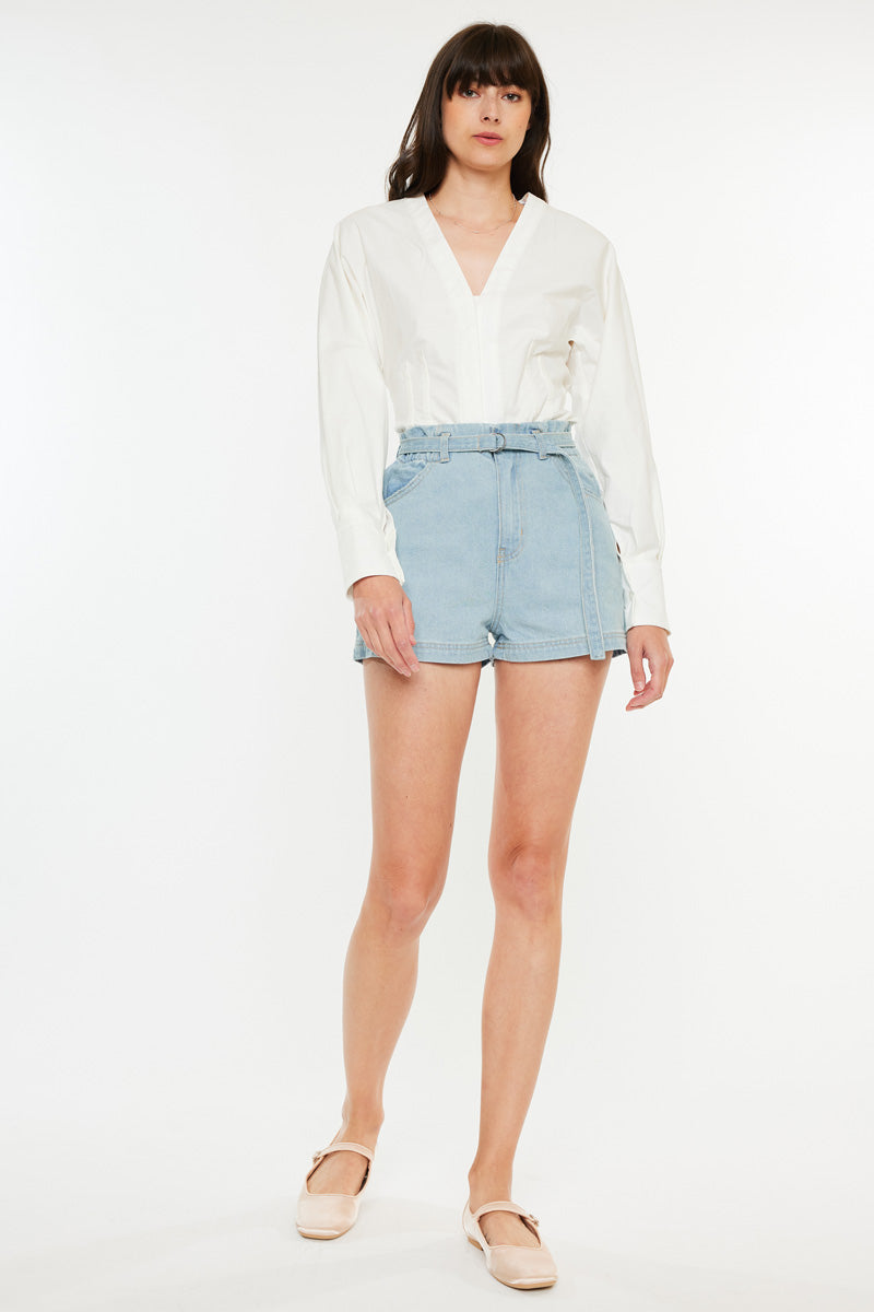 Kancan Ultra High Rise Paperbag Denim Shorts