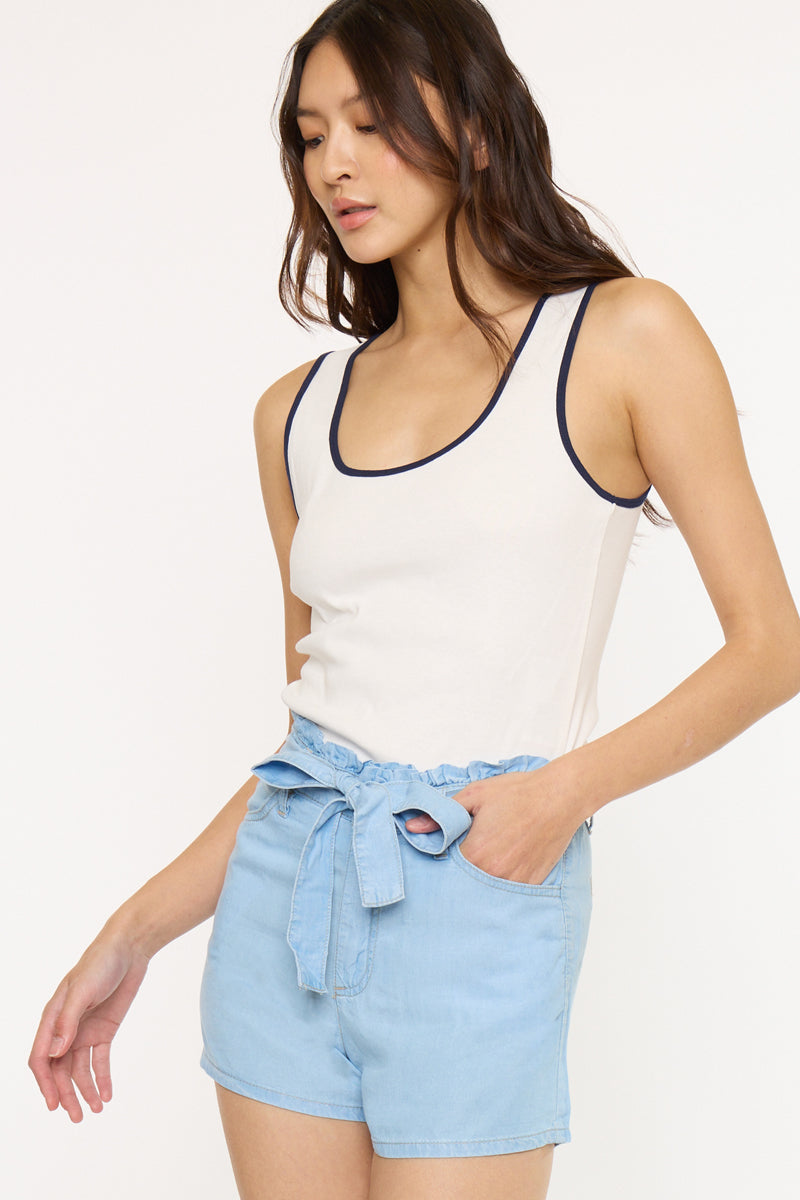 Asher Ultra High Rise Belted Paper-Bag Shorts - Official Kancan USA
