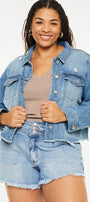 Vianca Distressed Denim Jacket (Plus Size) - Official Kancan USA