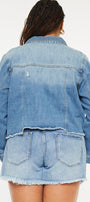 Vianca Distressed Denim Jacket (Plus Size) - Official Kancan USA