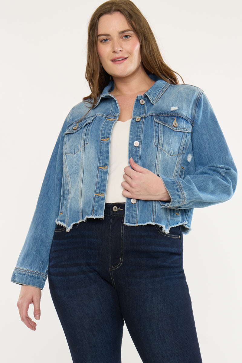 Vianca Distressed Denim Jacket (Plus Size)