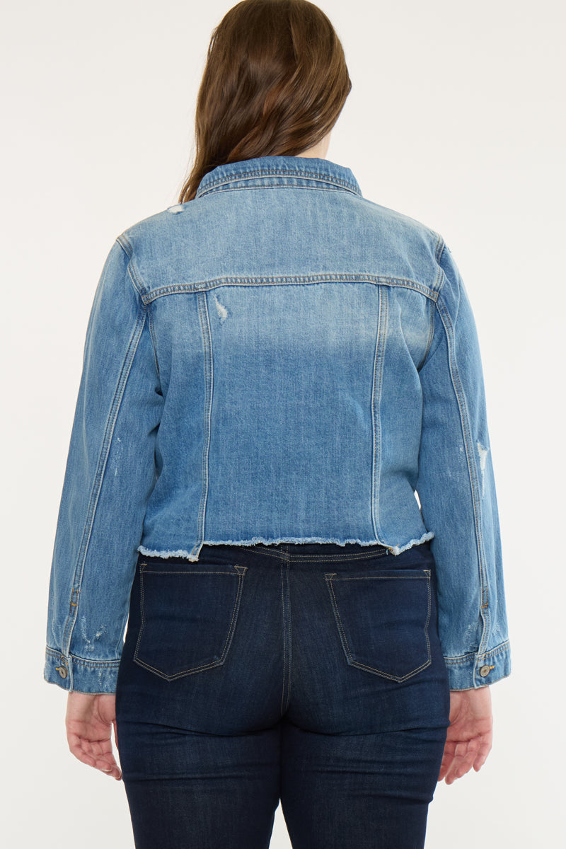 Vianca Distressed Denim Jacket (Plus Size)