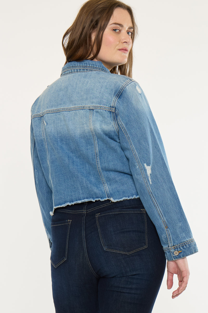 Vianca Distressed Denim Jacket (Plus Size)