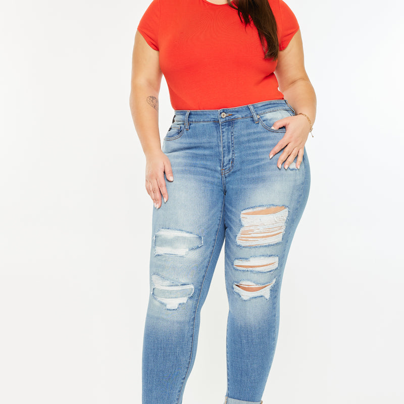 Marimar  Mid Rise Ankle Skinny Jeans (Plus Size) - Official Kancan USA