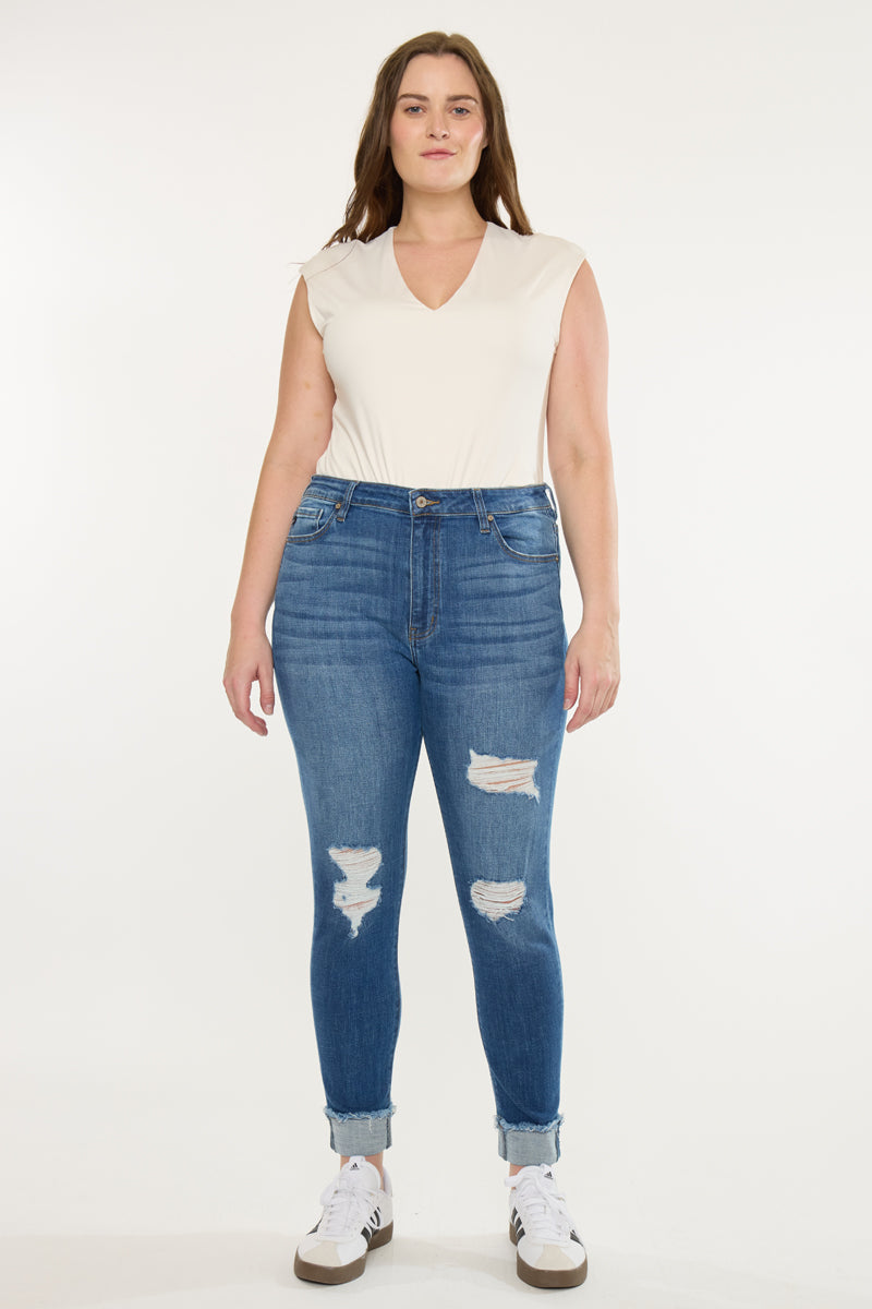 Stevie Mid Rise Ankle Skinny Jeans (Plus Size)
