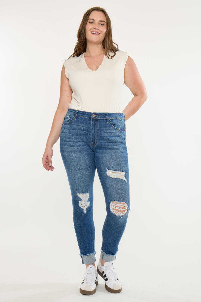 Stevie Mid Rise Ankle Skinny Jeans (Plus Size)