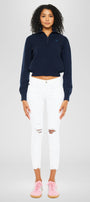 Electra White Mid Rise Ankle Skinny Jeans - Official Kancan USA