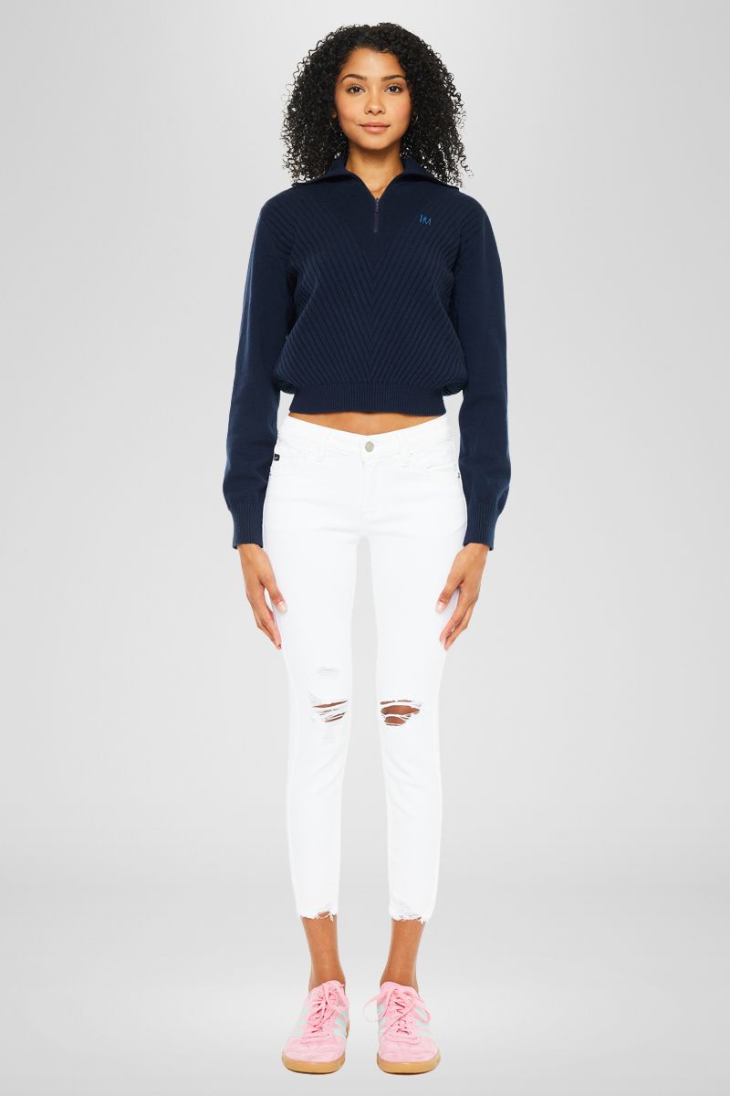 Electra White Mid Rise Ankle Skinny Jeans - Official Kancan USA