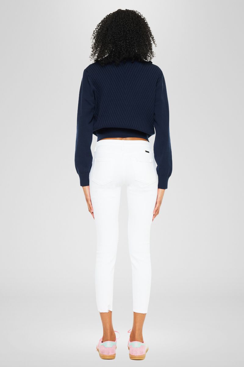 Electra White Mid Rise Ankle Skinny Jeans - Official Kancan USA