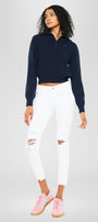 Electra White Mid Rise Ankle Skinny Jeans - Official Kancan USA