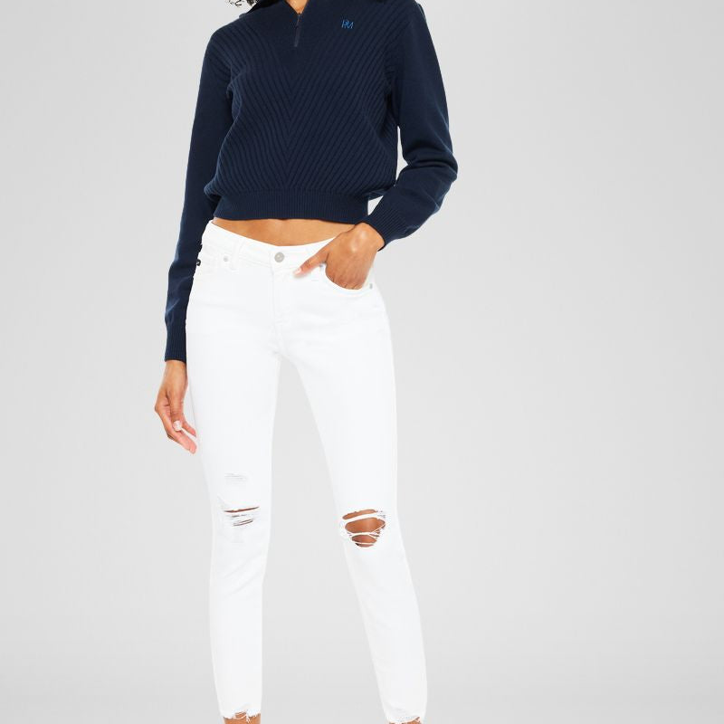 Electra White Mid Rise Ankle Skinny Jeans - Official Kancan USA
