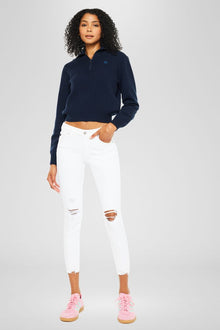  Electra White Mid Rise Ankle Skinny Jeans - Official Kancan USA
