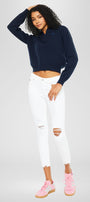 Electra White Mid Rise Ankle Skinny Jeans - Official Kancan USA
