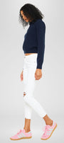 Electra White Mid Rise Ankle Skinny Jeans - Official Kancan USA