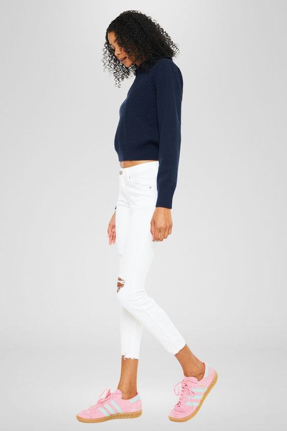 Electra White Mid Rise Ankle Skinny Jeans - Official Kancan USA