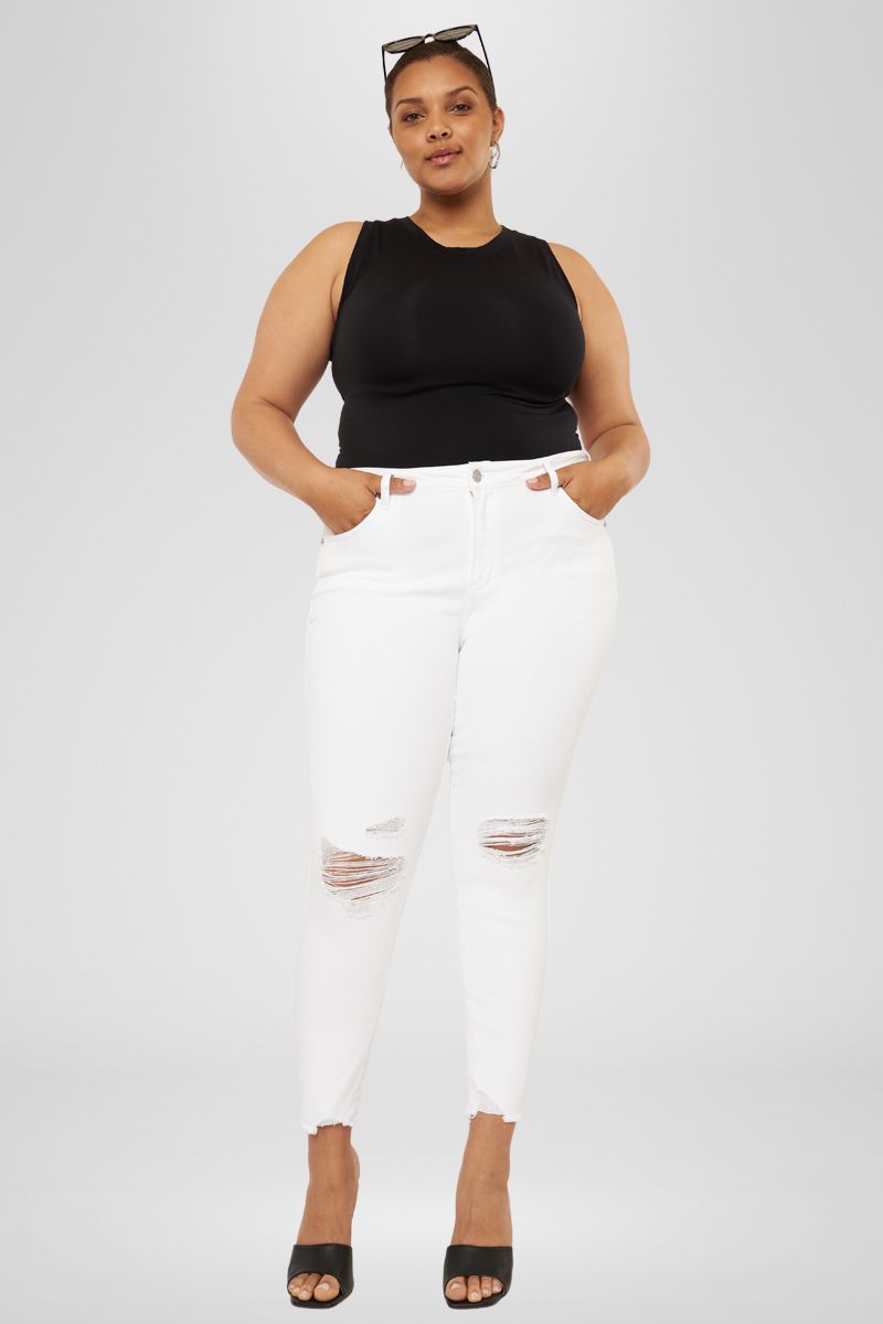 Lux Mid Rise Ankle Skinny Jeans (Plus Size) - Official Kancan USA