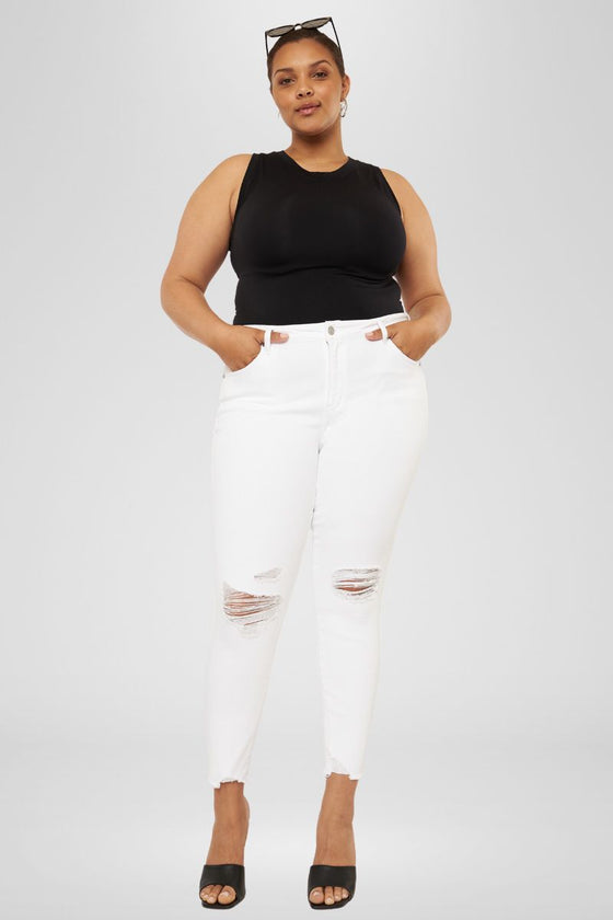 Lux Mid Rise Ankle Skinny Jeans (Plus Size) - Official Kancan USA