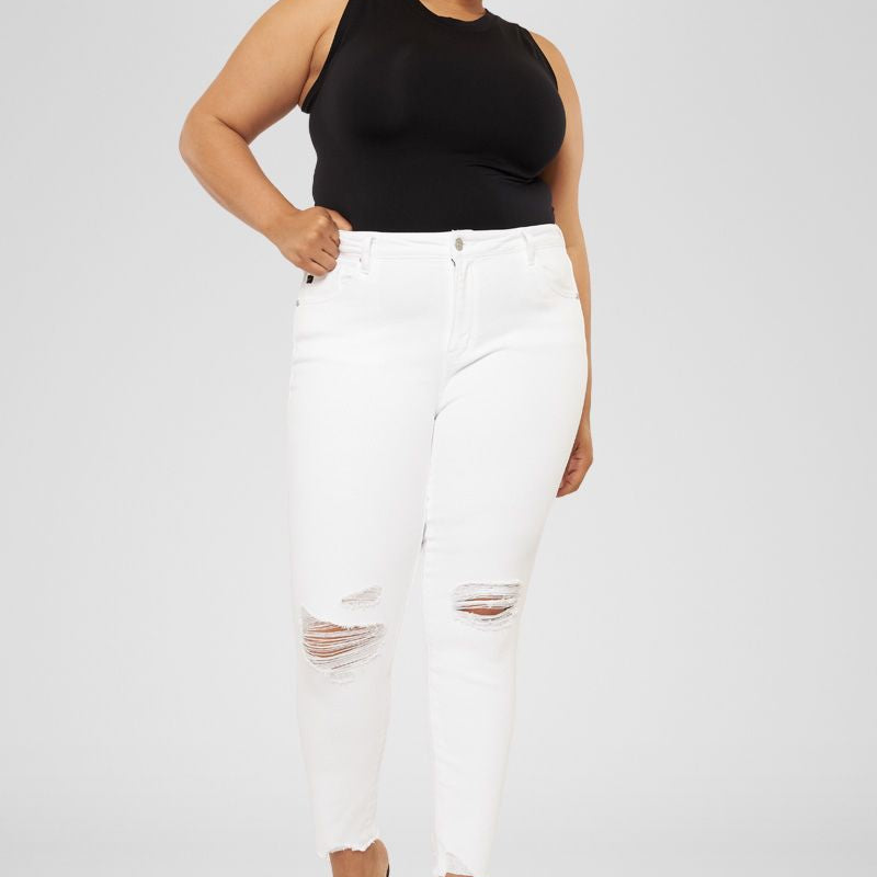Lux Mid Rise Ankle Skinny Jeans (Plus Size) - Official Kancan USA