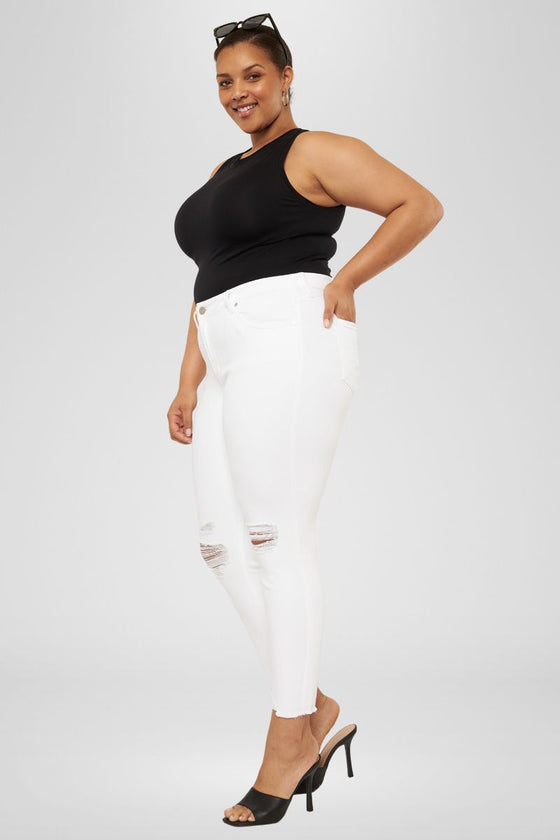 Lux Mid Rise Ankle Skinny Jeans (Plus Size) - Official Kancan USA