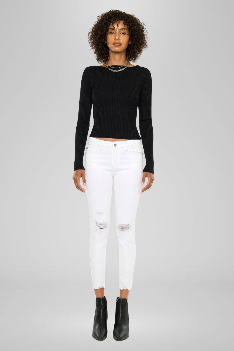 Electra White Mid Rise Ankle Skinny - Official Kancan USA