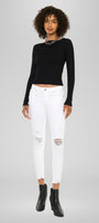 Electra White Mid Rise Ankle Skinny - Official Kancan USA