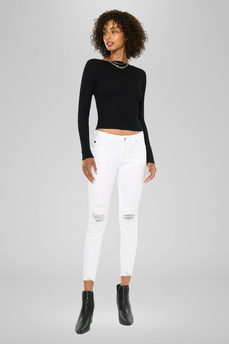 Electra White Mid Rise Ankle Skinny - Official Kancan USA