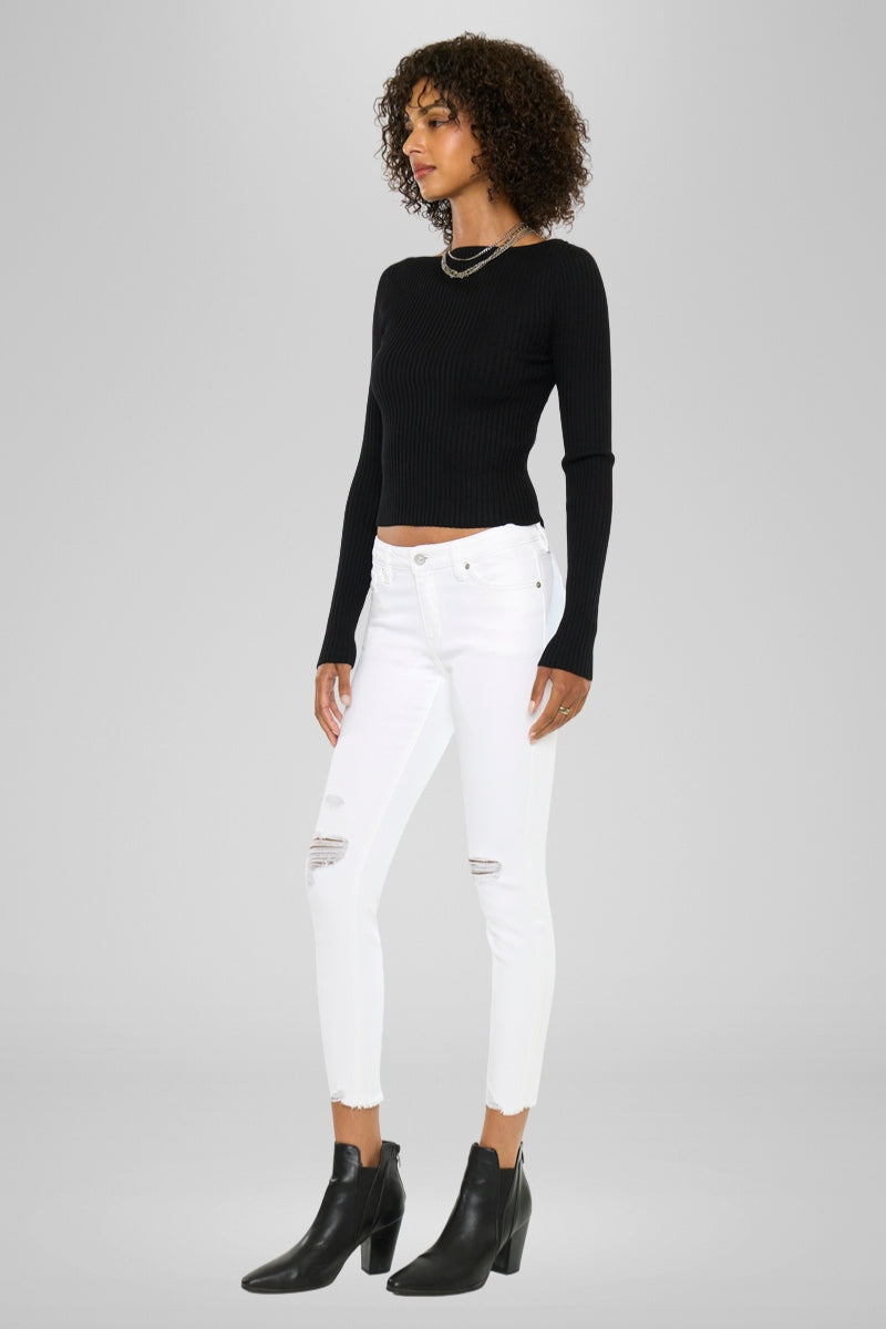 Electra White Mid Rise Ankle Skinny - Official Kancan USA