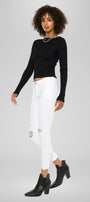 Electra White Mid Rise Ankle Skinny - Official Kancan USA