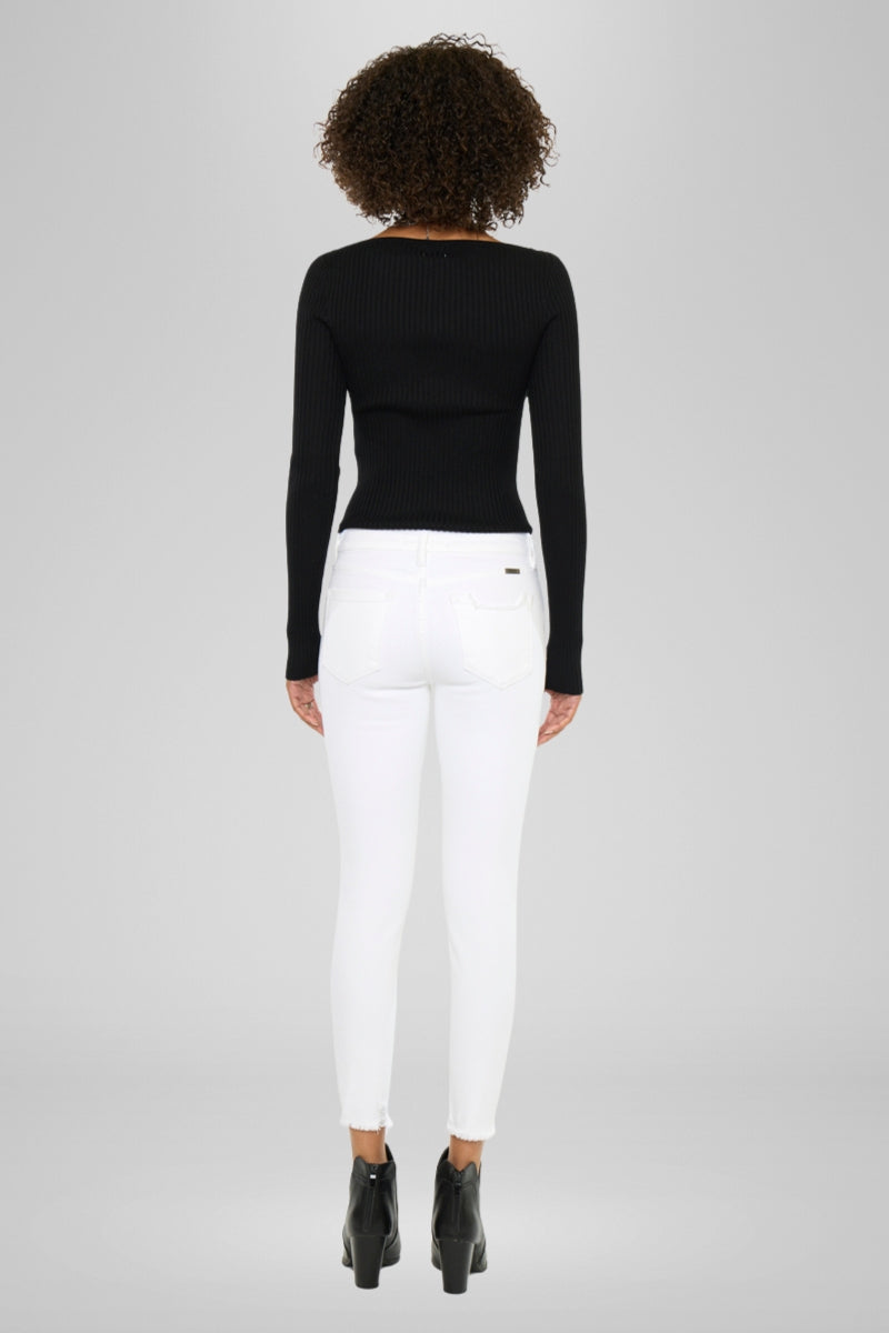 Electra White Mid Rise Ankle Skinny - Official Kancan USA