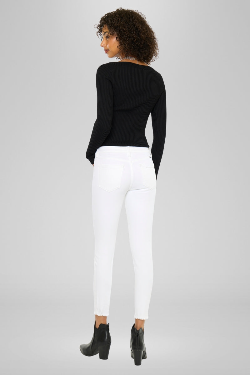 Electra White Mid Rise Ankle Skinny - Official Kancan USA