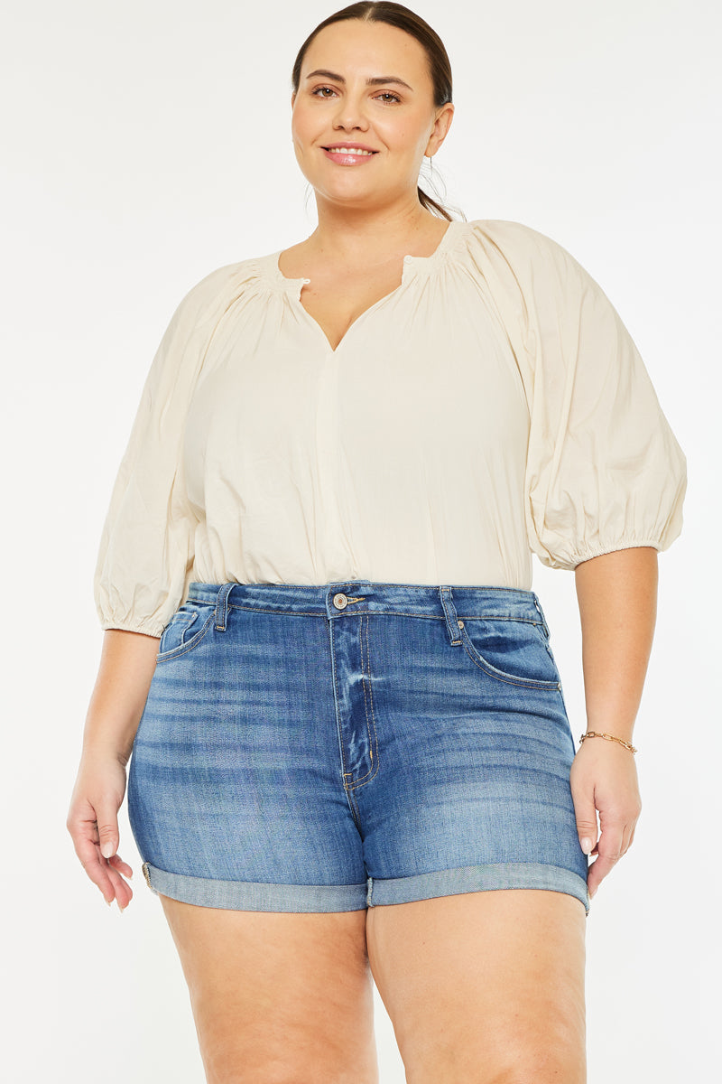 plus size dresses with shorts Gabriella High Rise Shorts (Plus Size) Medium Wash / XL