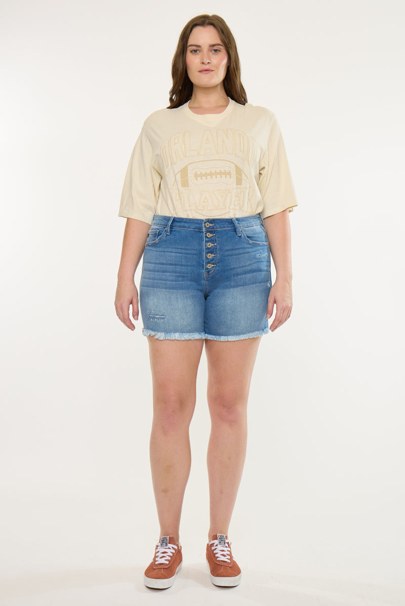 Zelda Mid Rise Shorts  (Plus Size)