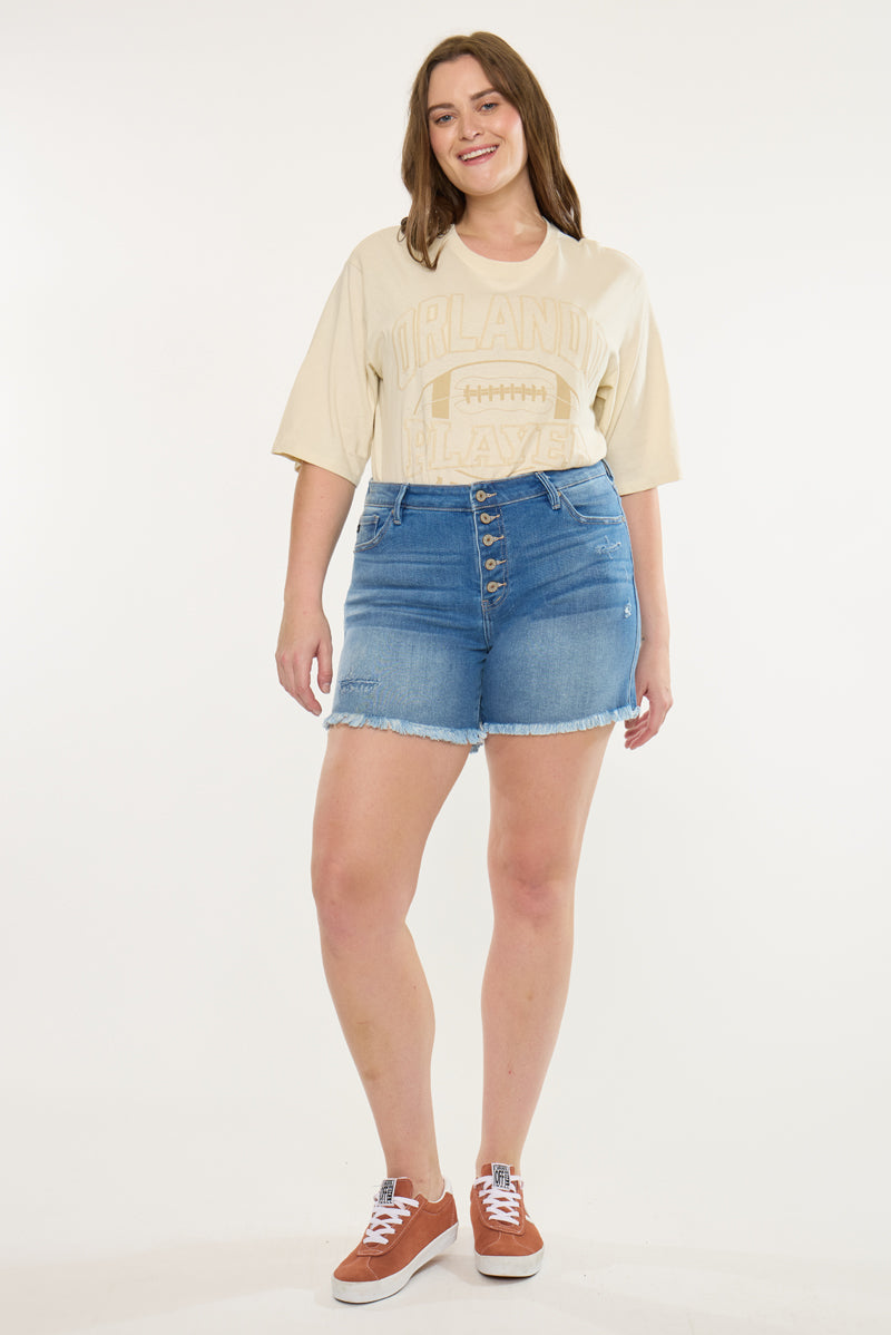 Zelda Mid Rise Shorts  (Plus Size)