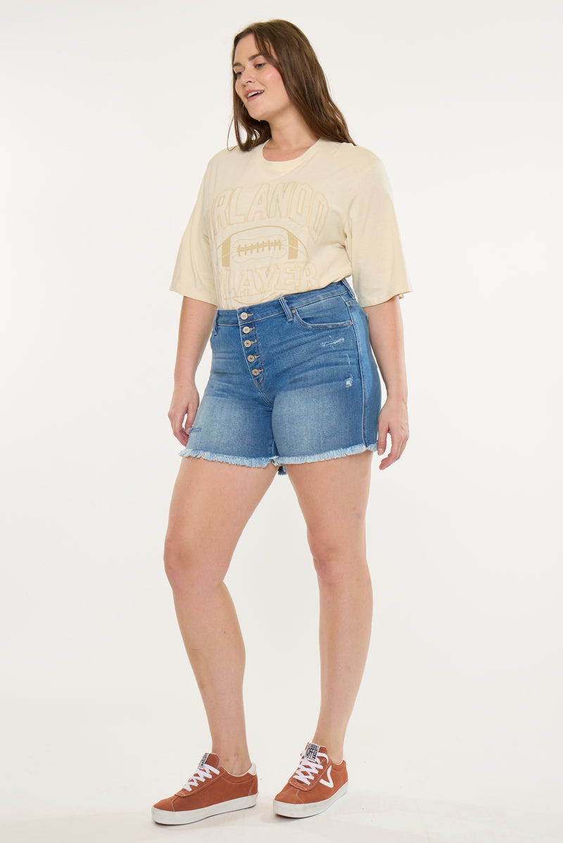 Zelda Mid Rise Shorts  (Plus Size)