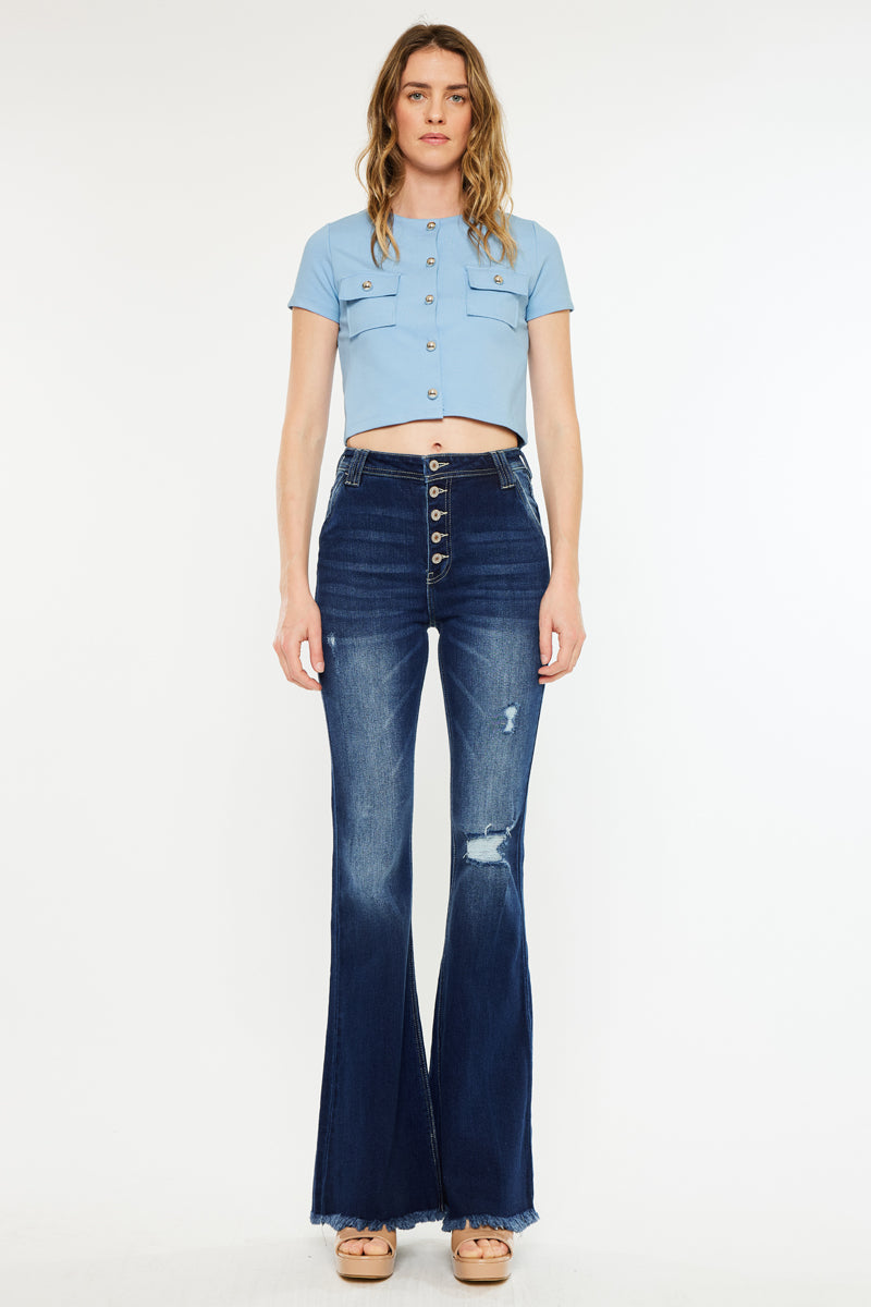 SENEE high waist flare denim ブルー Sian High Rise Flare Jeans – Kancan USA