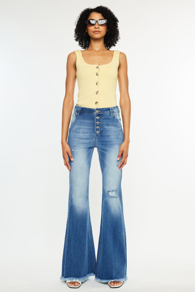 Sian High Rise Flare Jeans – Kancan USA - Main Image