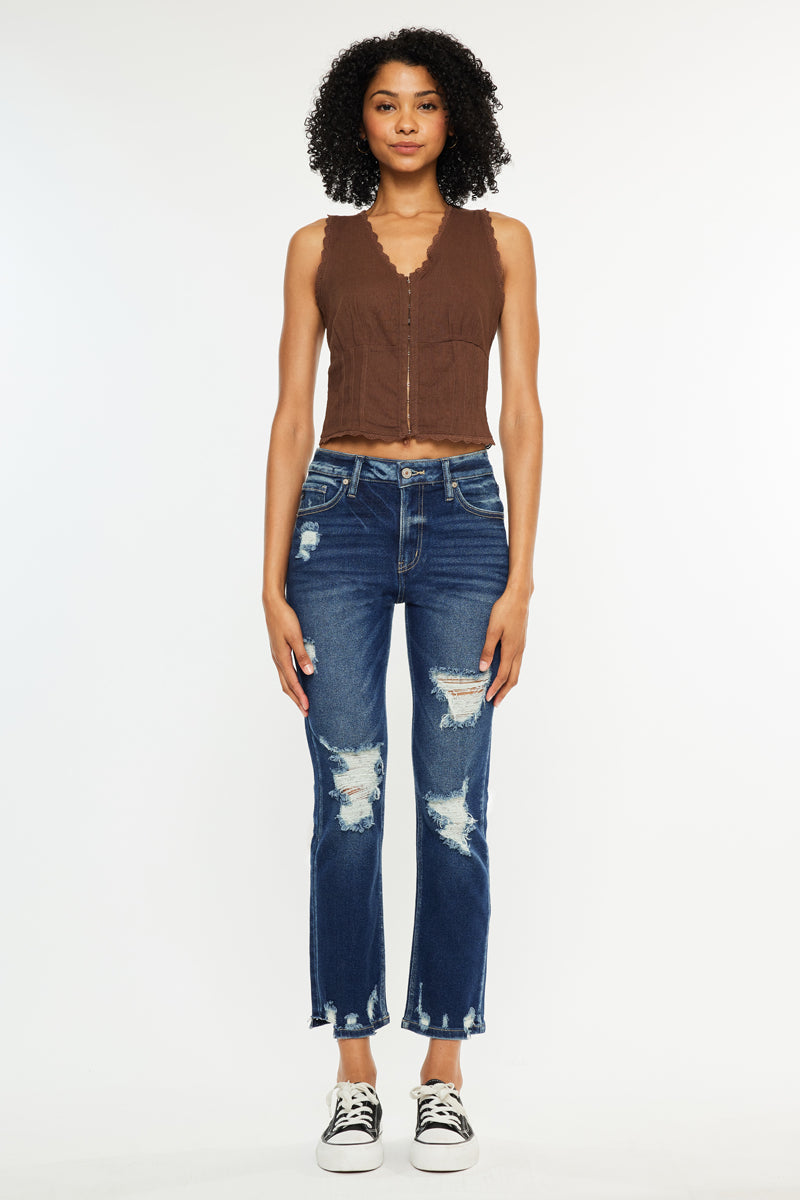 Havenn Ultra High Rise Slim Straight Leg Jeans - Official Kancan USA
