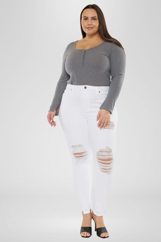 Kristy High Rise Slim Straight Jeans (Plus Size) - Official Kancan USA