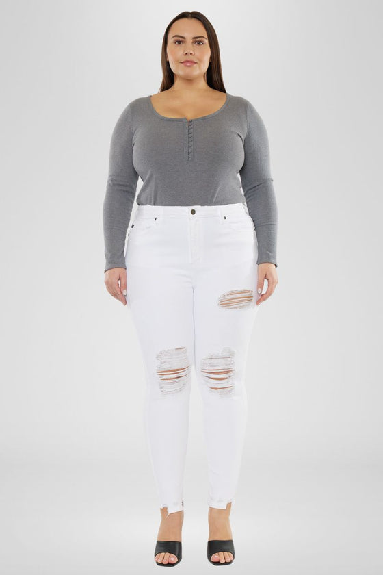 Kristy High Rise Slim Straight Jeans (Plus Size) - Official Kancan USA
