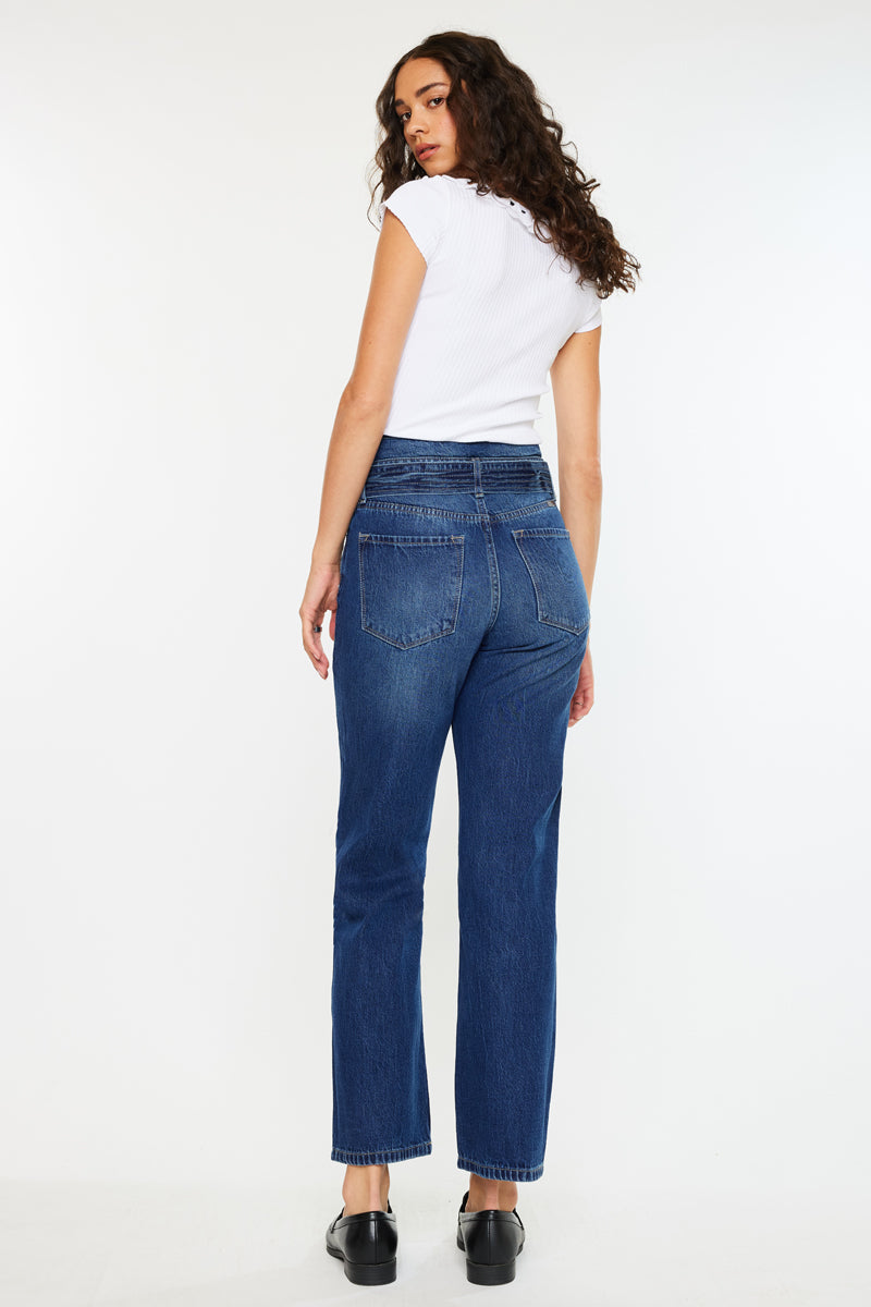 Kaas Ultra High Rise Belted Paperbag Straight Leg Jeans - Official Kancan USA