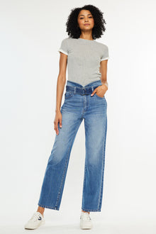  Kaas Ultra High Rise Belted Paperbag Straight Leg Jeans