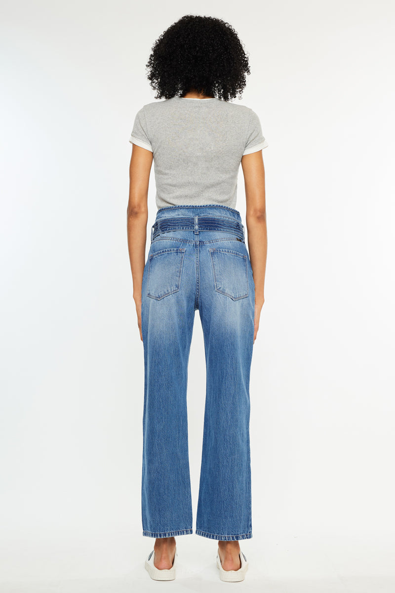 Kaas Ultra High Rise Belted Paperbag Straight Leg Jeans - Official Kancan USA