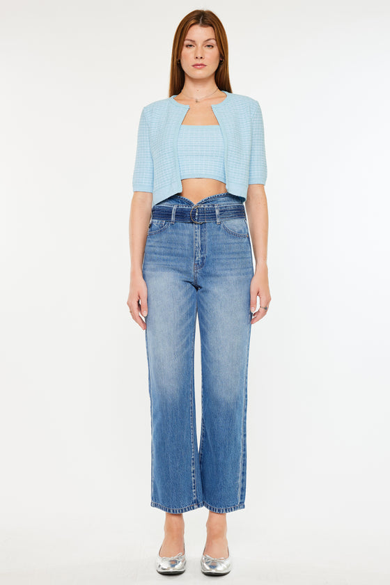 Kaas Ultra High Rise Belted Paperbag Straight Leg Jeans - Official Kancan USA