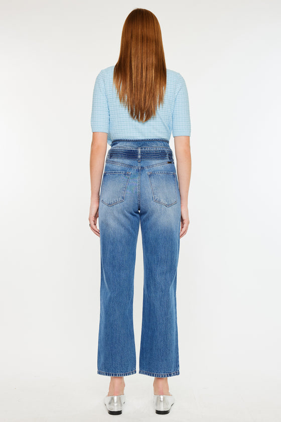 Kaas Ultra High Rise Belted Paperbag Straight Leg Jeans - Official Kancan USA