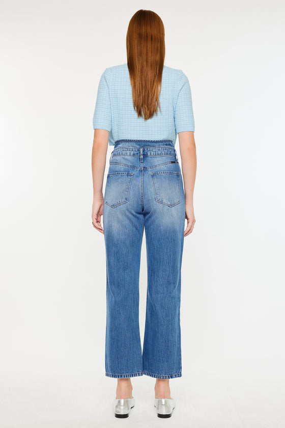 Kaas Ultra High Rise Belted Paperbag Straight Leg Jeans - Official Kancan USA
