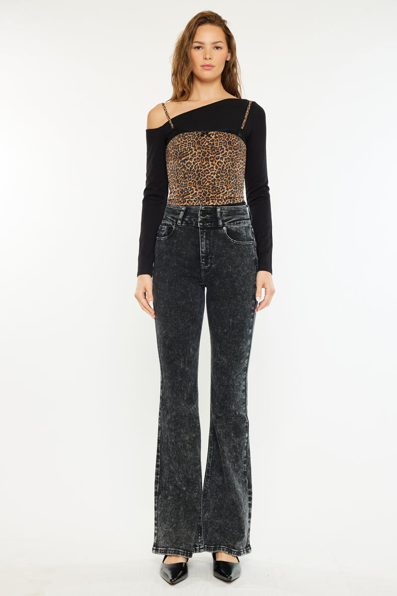 Amirah High Rise Flare Jeans – Slim & Lengthen Look – Kancan USA