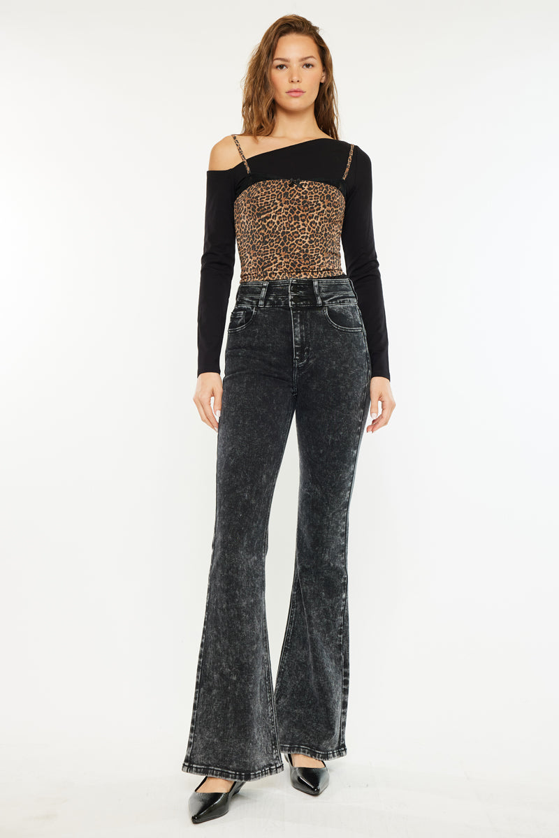 Amirah High Rise Flare Jeans – Slim & Lengthen Look – Kancan USA