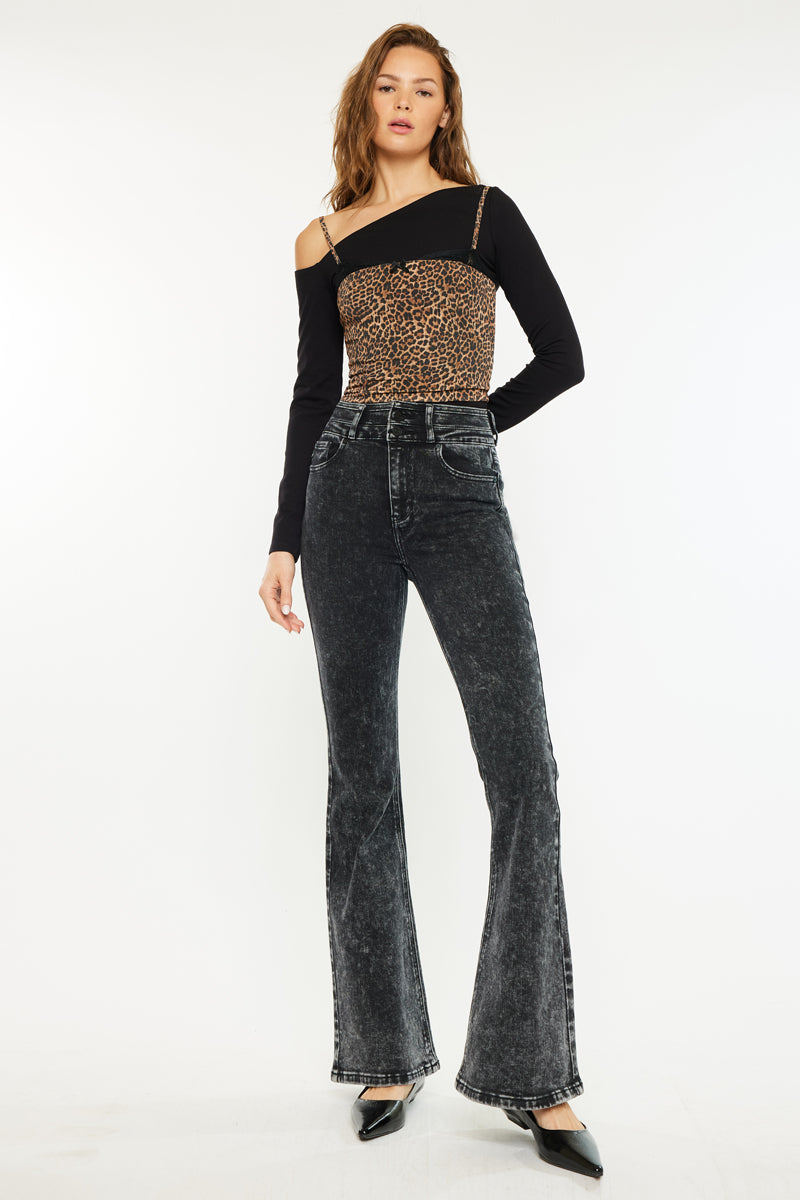 Amirah High Rise Flare Jeans – Slim & Lengthen Look – Kancan USA