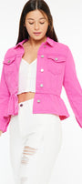 Marilou Peplum Denim Jacket - Official Kancan USA